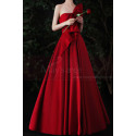 Robe élégante de cérémonie en satin rouge avec joli bustier à noeud - Ref L2377 - 04