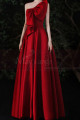 Elegant ceremony dress in red satin with pretty bustier with bow - Ref L2377 - 05