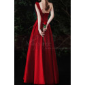 Robe élégante de cérémonie en satin rouge avec joli bustier à noeud - Ref L2377 - 06