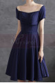 Classy navy blue dress in thick satin belted on the waist for baptism - Ref L2380 - 04