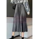 Gray mid-length skirt in shiny satin - Ref ju101 - 02