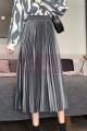 Gray mid-length skirt in shiny satin - Ref ju101 - 03