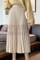 Mid-length beige pleated satin skirt - Ref ju102 - 02