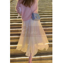 Light yellow mid-length chiffon skirt - Ref ju103 - 02