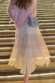 Light yellow mid-length chiffon skirt - Ref ju103 - 02