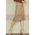 Very classy beige straight skirt with small slits on the sides - Ref ju104 - 02