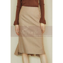 Very classy beige straight skirt with small slits on the sides - Ref ju104 - 03
