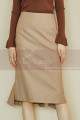 Very classy beige straight skirt with small slits on the sides - Ref ju104 - 03