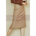 Very classy beige straight skirt with small slits on the sides - Ref ju104 - 04