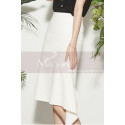 Classy white asymmetrical straight skirt - Ref ju105 - 03