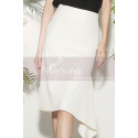 Classy white asymmetrical straight skirt - Ref ju105 - 04