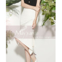 Classy white asymmetrical straight skirt - Ref ju105 - 05