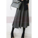 Mid-length gray pleated skirt for winter - Ref ju106 - 03