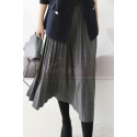 Mid-length gray pleated skirt for winter - Ref ju106 - 04