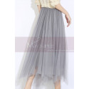 Gray asymmetric tulle skirt - Ref ju107 - 02