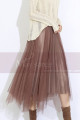 Nude asymmetric tulle skirt - Ref ju109 - 02