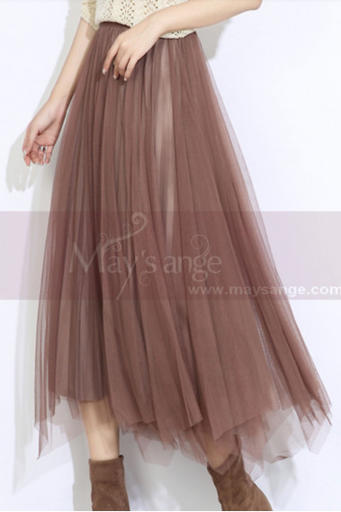 Nude asymmetric tulle skirt - ju109 #1