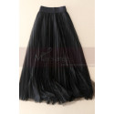black pleated mid-length tulle skirt - Ref ju110 - 02