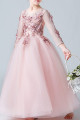 Little girl's princess dress in soft tulle with embroidered long sleeves - Ref TQ016 - 02