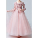 Little girl's princess dress in soft tulle with embroidered long sleeves - Ref TQ016 - 03