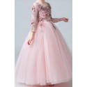Little girl's princess dress in soft tulle with embroidered long sleeves - Ref TQ016 - 04