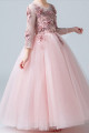 Little girl's princess dress in soft tulle with embroidered long sleeves - Ref TQ016 - 04