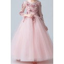 Little girl's princess dress in soft tulle with embroidered long sleeves - Ref TQ016 - 06