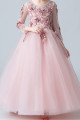 Little girl's princess dress in soft tulle with embroidered long sleeves - Ref TQ016 - 06