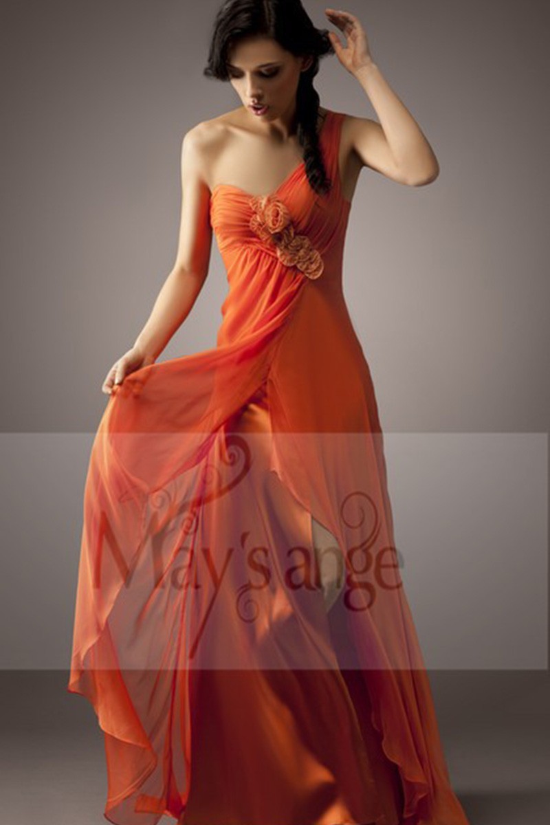 Robe Clémence Orangée - Ref L173 - 01 Robe Clémence Orangée - Ref L173 - 01