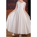 Jolie robe longue blanche en organza avec boléro assorti pour petite fille - Ref TQ018 - 02