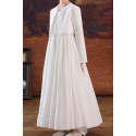 Jolie robe longue blanche en organza avec boléro assorti pour petite fille - Ref TQ018 - 03