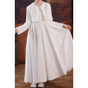 Jolie robe longue blanche en organza avec boléro assorti pour petite fille - Ref TQ018 - 04