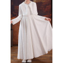 Pretty long white crepe dress with matching bolero for little girl - Ref TQ018 - 04