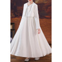 Jolie robe longue blanche en organza avec boléro assorti pour petite fille - Ref TQ018 - 05