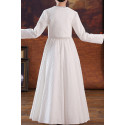 Pretty long white crepe dress with matching bolero for little girl - Ref TQ018 - 06