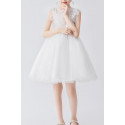 Pretty short sleeveless white tulle dress for little girl - Ref TQ020 - 02