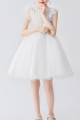 Jolie robe courte en tulle blanc sans manches pour petite fille - Ref TQ020 - 02