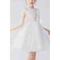 Jolie robe courte en tulle blanc sans manches pour petite fille - Ref TQ020 - 03