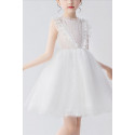 Pretty short sleeveless white tulle dress for little girl - Ref TQ020 - 03