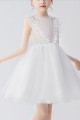 Jolie robe courte en tulle blanc sans manches pour petite fille - Ref TQ020 - 03