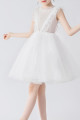 Jolie robe courte en tulle blanc sans manches pour petite fille - Ref TQ020 - 05