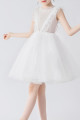 Pretty short sleeveless white tulle dress for little girl - Ref TQ020 - 05