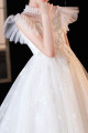 White tulle princess dress with train and short butterfly sleeves for little girl - Ref TQ021 - 05