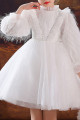 Pretty little girl's short white tulle dress with stylish top and sleeves - Ref TQ022 - 04