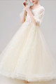 Off-white princess little girl dress in soft tulle with short puff sleeves - Ref TQ023 - 03
