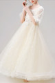 Robe princesse petite fille blanc cassé en tulle douce avec manches bouffantes - Ref TQ023 - 03