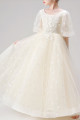 Off-white princess little girl dress in soft tulle with short puff sleeves - Ref TQ023 - 05