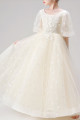 Robe princesse petite fille blanc cassé en tulle douce avec manches bouffantes - Ref TQ023 - 05