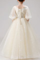 Off-white princess little girl dress in soft tulle with short puff sleeves - Ref TQ023 - 06