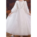 Pretty little girl's white tulle dress with stylish top and long sleeves - Ref TQ024 - 02